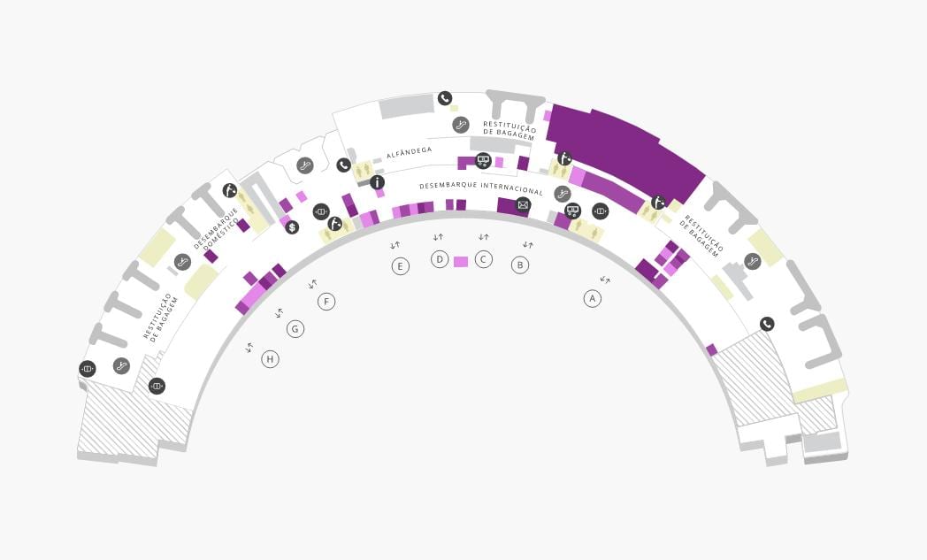 Kat jeyografik nan ayewopò Galeão Tèminal 1 Nivo 0
