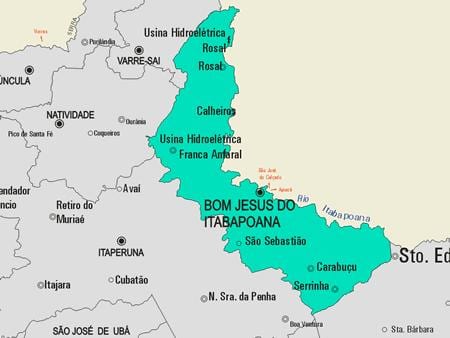 Kat jeyografik nan Bom Jezi fè Itabapoana minisipalite a