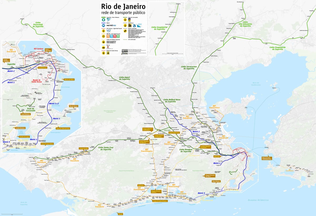 Kat jeyografik nan Rio de Janeiro transpò