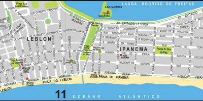 Kat jeyografik nan plaj la Ipanema